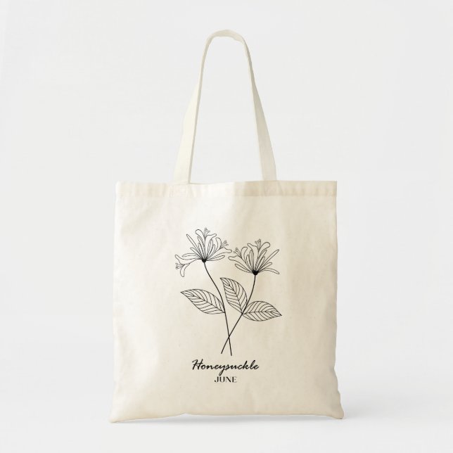 Tote Bag Juin Fleur de naissance | Sucre de miel (Devant)