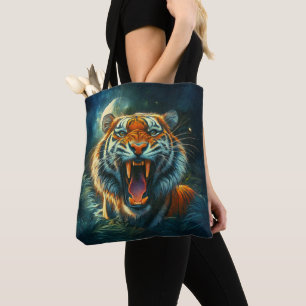Tote Bag Jungle au clair de lune de tigres