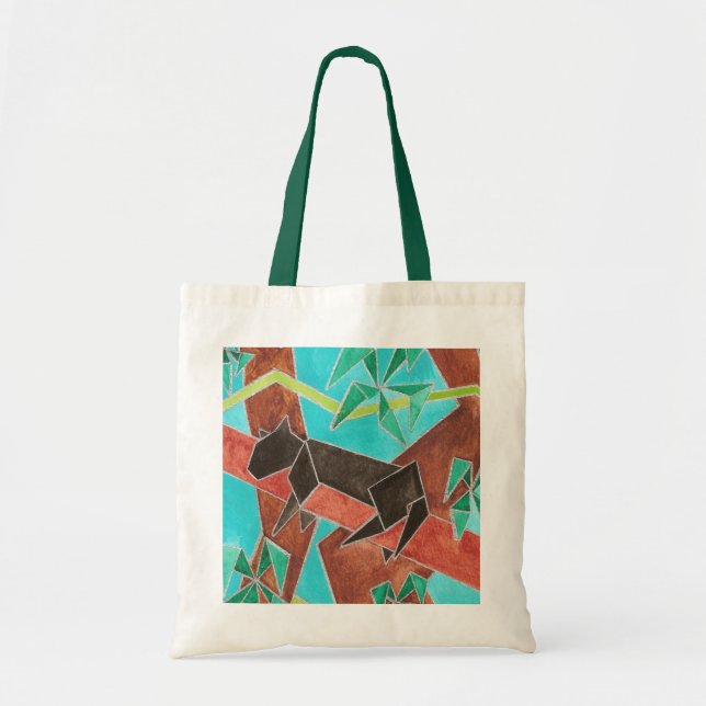 Tote Bag Jungle Panther Original Abstract Art (Devant)
