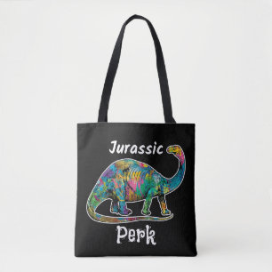 Tote Bag Jurassic Perk Dinosaure Coloré Noir