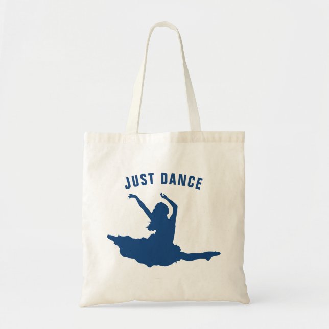 Tote Bag Juste Danse texte Bleu Danseur Silhouette (Devant)