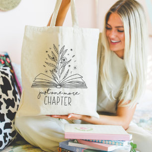 Tote Bag Juste Un Chapitre De Plus Fleurissant Livre Floral
