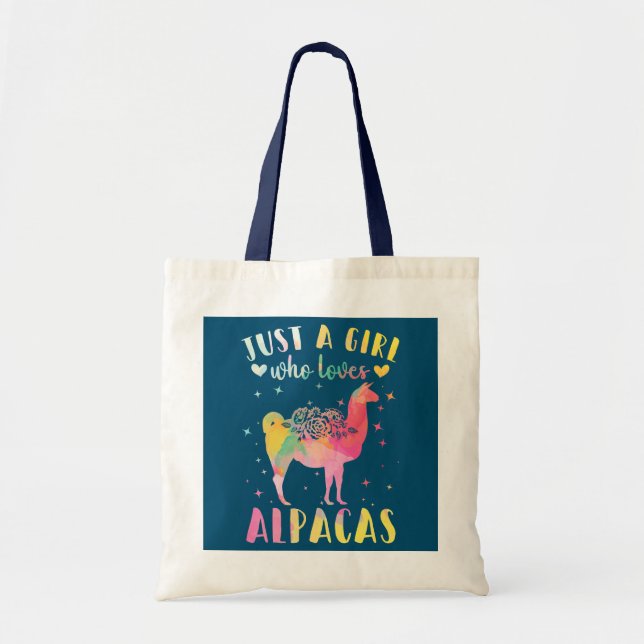 Tote Bag Juste une fille qui aime Alpacas aquarelle Alpaca (Devant)