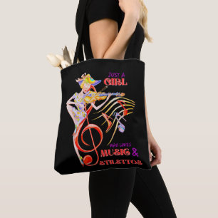 TOTE BAG JUSTE UNE FILLE QUI AIME LA MUSIQUE ET LES STILETT