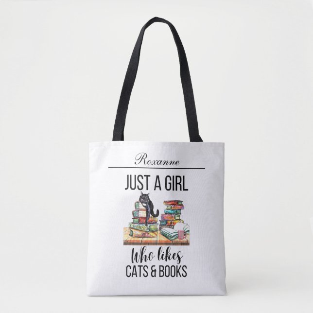Tote Bag Juste Une Fille Qui Aime Les Chats Et Les Livres (Devant)