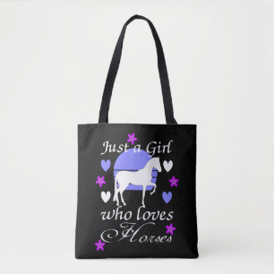 Tote Bag Juste une fille qui aime les chevaux en violet