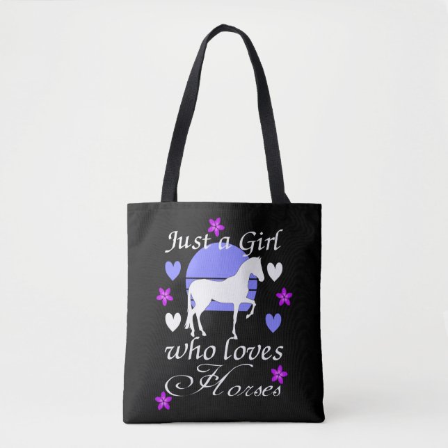 Tote Bag Juste une fille qui aime les chevaux en violet (Devant)