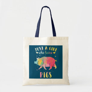 Tote Bag Juste une fille qui aime les cochons aquarelle fem