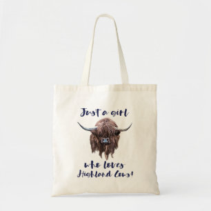 Tote Bag Juste une fille qui aime les vaches écossaises de