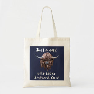 Tote Bag Juste une fille qui aime les vaches écossaises des