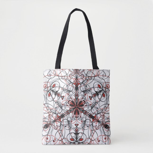 Tote Bag Kaleidoscope rouge, noir, blanc et gris Fourre-tou (Devant)