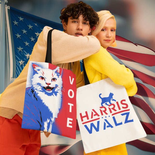 Tote Bag Kamala Harris Tim Walz Femmes Chats Sans Enfant Vo (Créateur téléchargé)