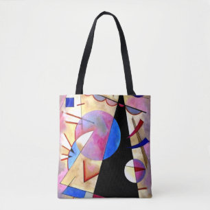 Tote Bag Kandinsky - Cubisme Abstrait avec rose et bleu