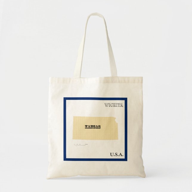 Tote Bag - Kansas State Map with City (Devant)