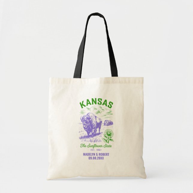 Tote Bag Kansas Wedding Welcome Bag, Destination Wedding (Devant)