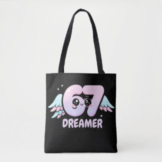 Tote Bag Kawaii "67 Dreamer" – Cute Pastel Angel Number 