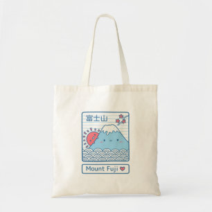 Tote Bag Kawaii Amour Mont Fuji et Soleil Japon Doodle