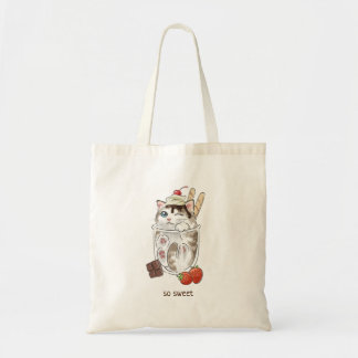 Tote Bag kawaii chat dans un bol glace