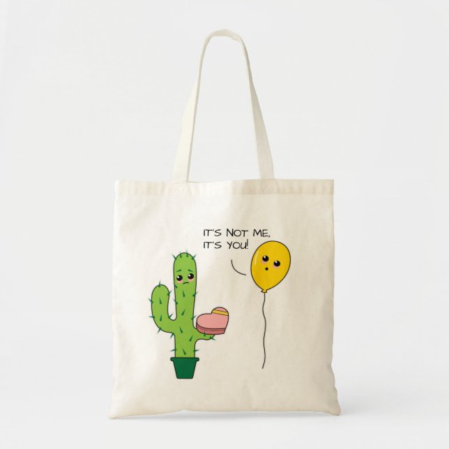 Tote Bag Kawaii Funny Brokenheared Cartoon Cactus (Devant)