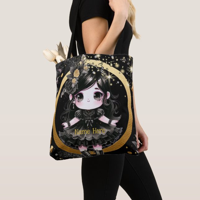 Tote Bag Kawaii Goth Girls Cute Personnalisé Gothique Chibi (De près)
