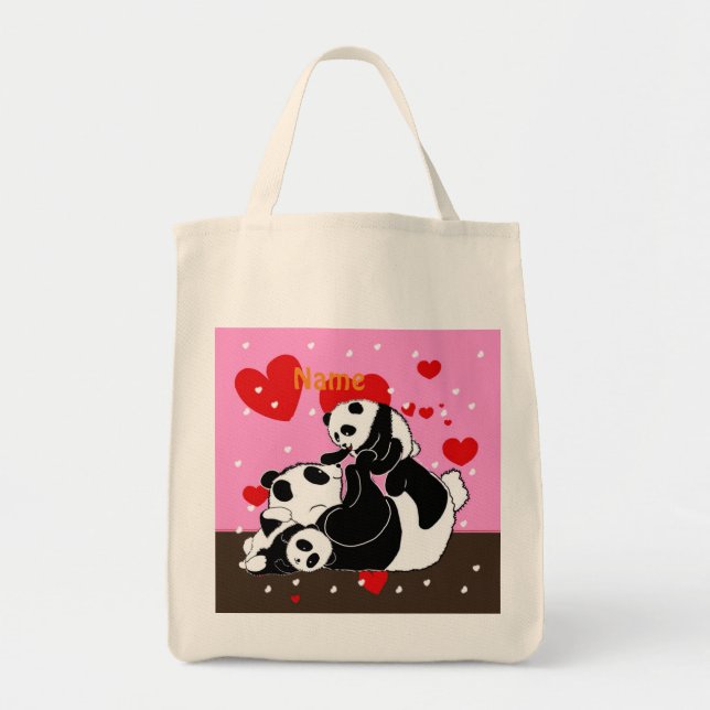 Tote Bag Kawaii Panda Ours Mignonne Drôle Noms Cadeaux (Devant)