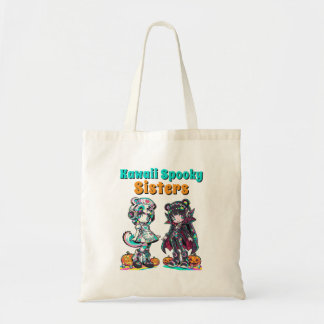 Tote Bag Kawaii Spooky Sisters Anime Chibi Halloween
