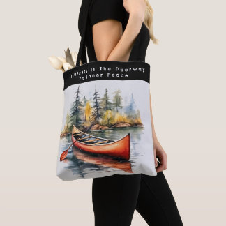 Tote Bag Kayak Aquarelle Sur Le Lac