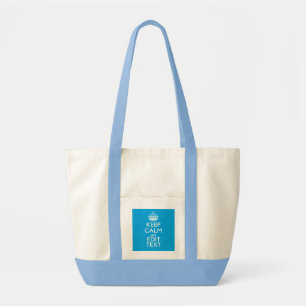 Tote Bag Keep Calm and Your Text on Sky Blue Decor