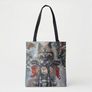 Tote Bag Keeshond chien équitation moto Noël