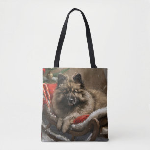 Tote Bag keeshond Festive de Noël de chien