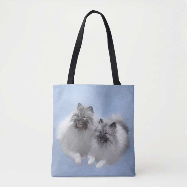 Tote Bag Keeshond Paire de Kees Peinture Art animal origina (Devant)