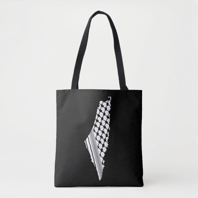 Tote Bag Keffiyeh, carte de Palestine Kufiya (Devant)