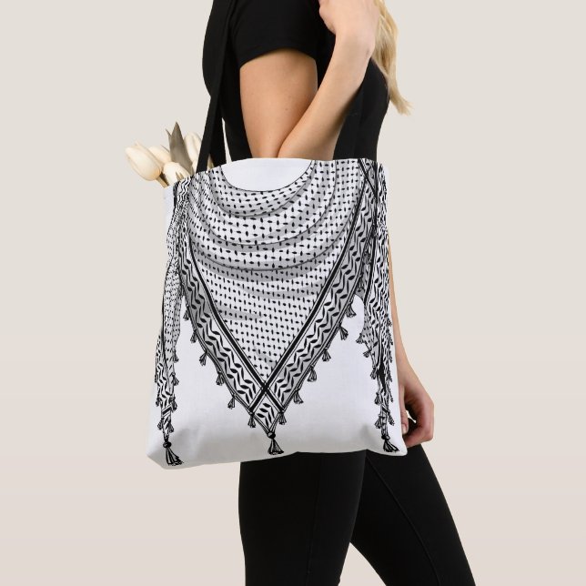 Tote Bag Keffiyeh Écharpe palestinienne tissu traditionnel (De près)