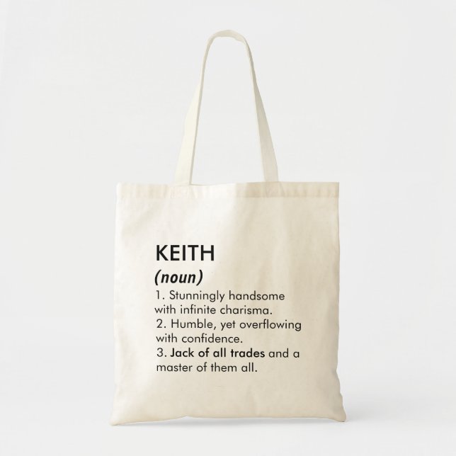 Tote Bag Keith name, Editable name, Custom name (Devant)