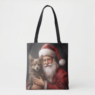 Tote Bag Kelpie australienne avec Noël au Père Noël