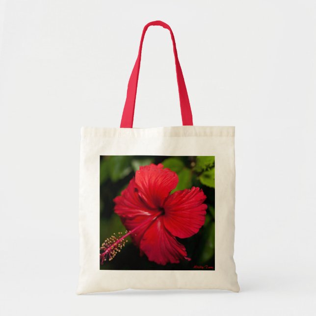 Tote Bag Ketmie rouge lumineuse (Devant)