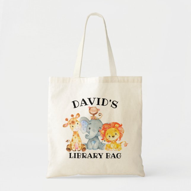 Tote Bag Kids Jungle Safari Animals Cute Library (Devant)