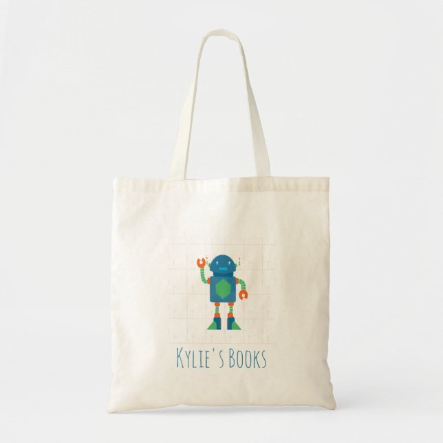 Tote Bag Kids Robot Bibliothèque Bleue Book Tote (Devant)
