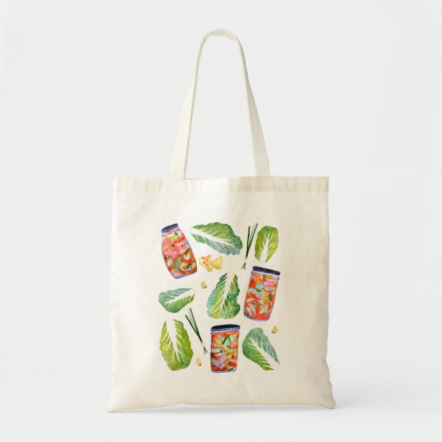 Tote Bag Kimchi Ingrédients Fun Fermentation Aquarelle (Devant)