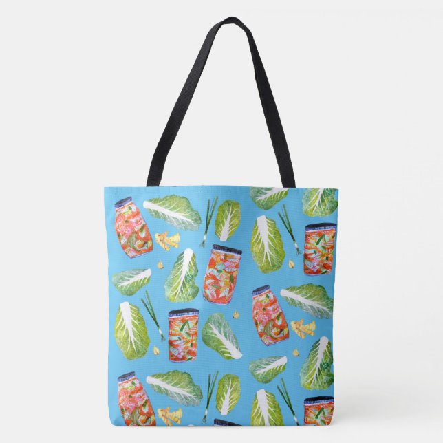 Tote Bag Kimchi Ingrédients Spicy Fun Cabbage Aquarelle (Devant)