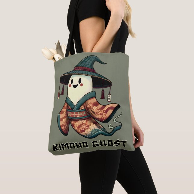 Tote Bag Kimono fantôme - Trick ou régal - Happy halloween (De près)