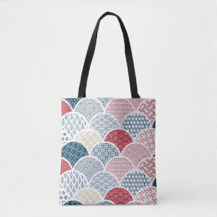Tote Bag kimono géométrique traditionnel motif sketc vintag