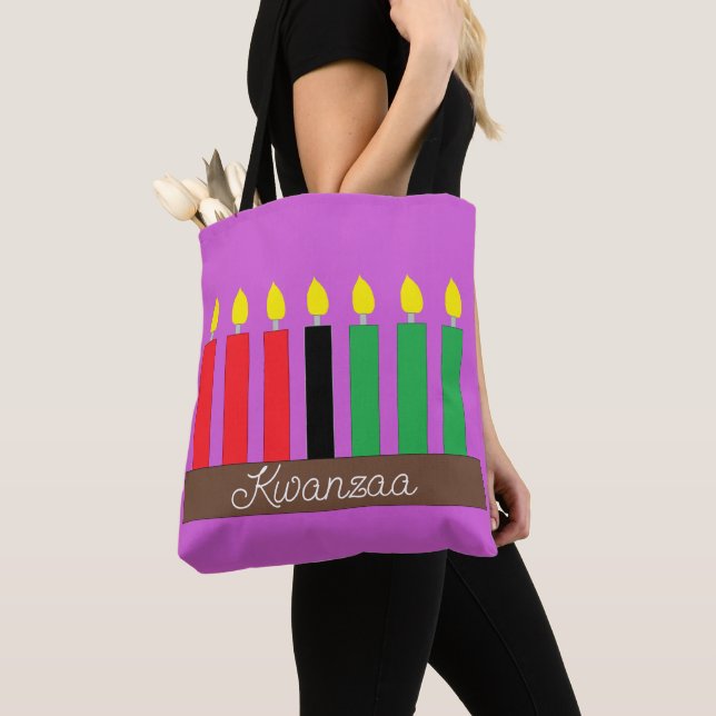 Tote Bag Kinara pour Kwanzaa : Lavande (De près)