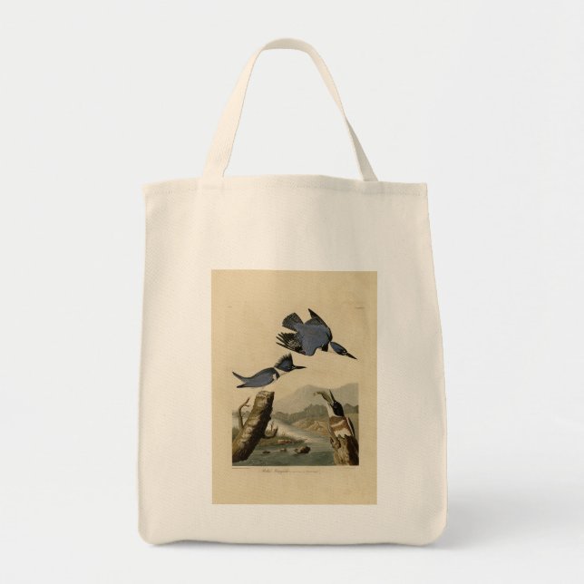 Tote Bag Kingfisher Belted des oiseaux d'Amérique d'Audubon (Devant)