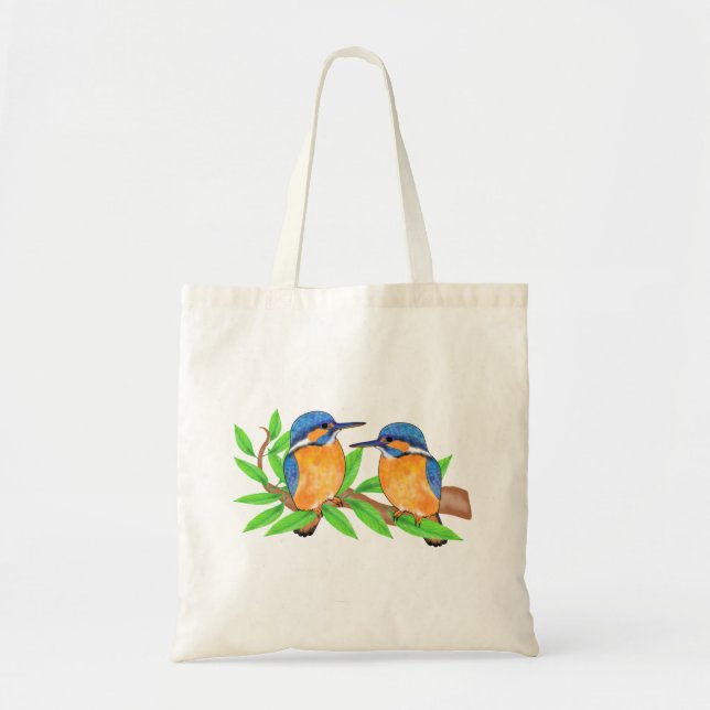 Tote Bag Kingfisher oiseau sur branche nature art des oisea (Devant)