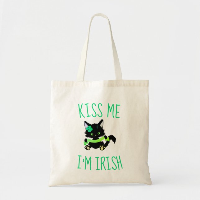 Tote Bag Kiss Me Je suis un Amoureux des chats irlandais (Devant)