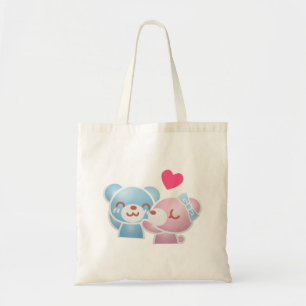 Tote Bag Kissing Bears mignon et Kawaii