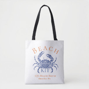 Tote Bag Kit de plage pour invités Crabe Bleu