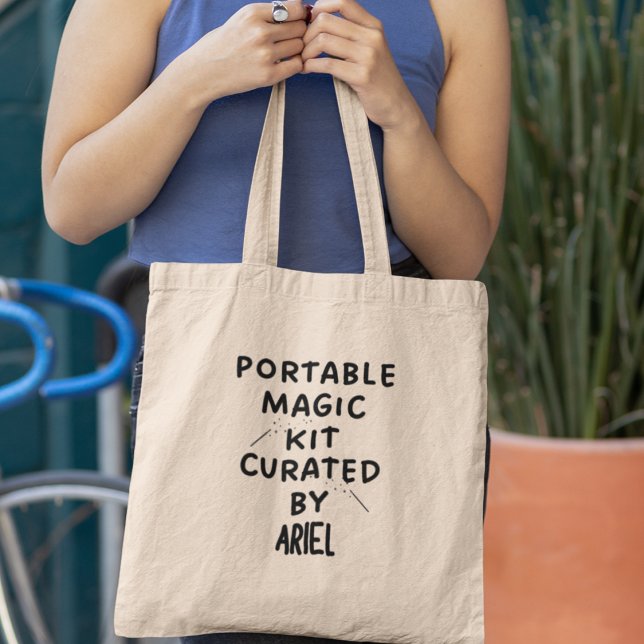 Tote Bag Kit Magique Portable Personnalisé Funny Quirky Cad (Add your name, embrace the magic, and embark on new horizons today!)