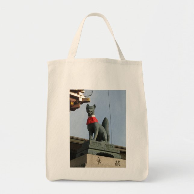 Tote Bag Kitsune キ ツ ネ (Fox) avec Bijou à la bouche (Devant)
